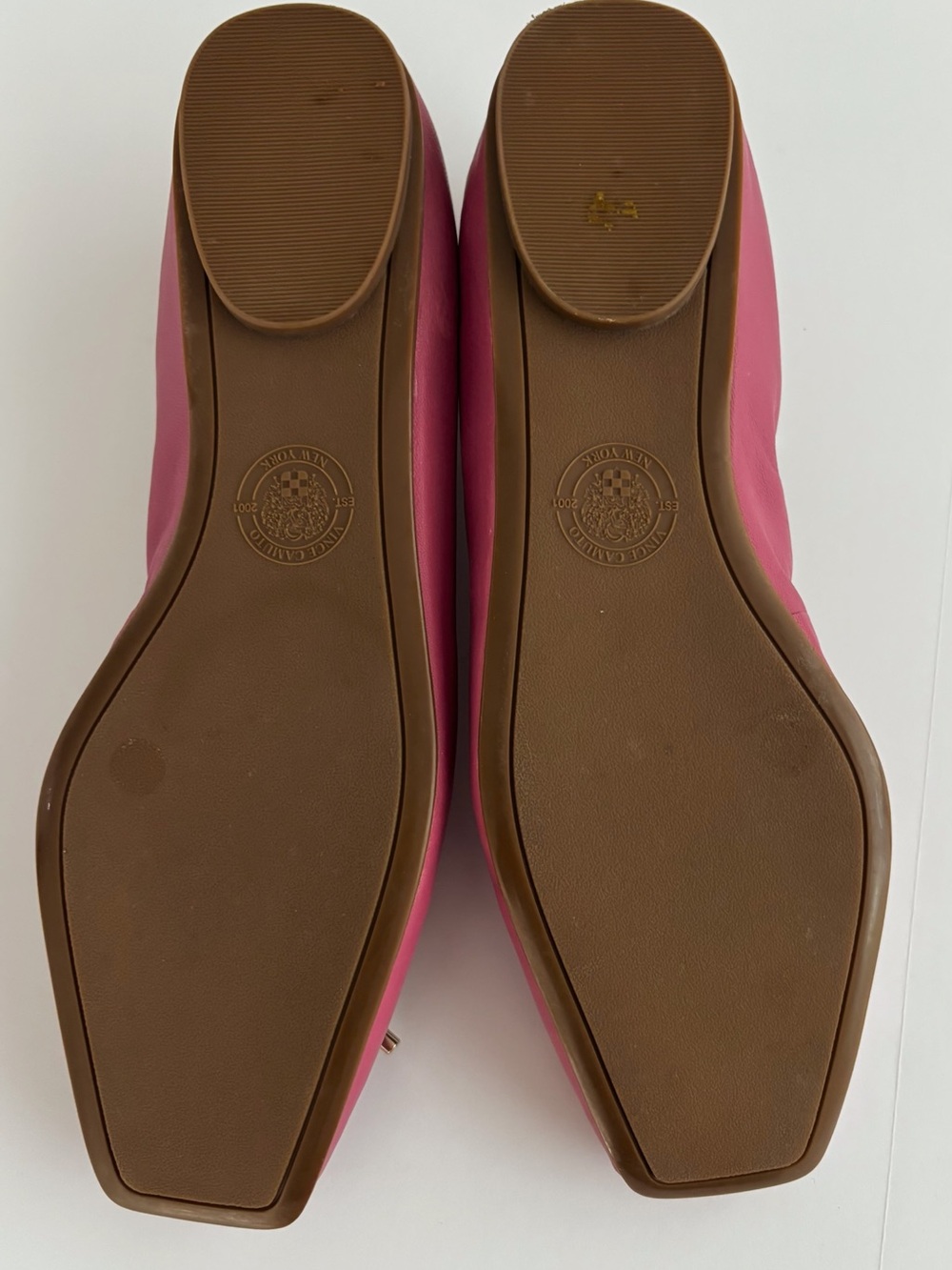 Vince Camuto Pink Leather Ballet Flats Size 9 Square Toe Lace Detail - Picture 9 of 11